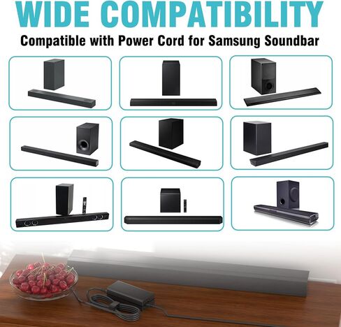 24V AC/DC Power Supply Cord for Samsung Soundbar Compatible with Samsung A4024_FPN HW-K650 HW-K651 HW-KM45 HW-KM45C HW-KM55 HW-KM55C HW-KM47 HW-KM47C HW-KM57 HW-KM57C HWJ550 HW-J551 in Kuwait