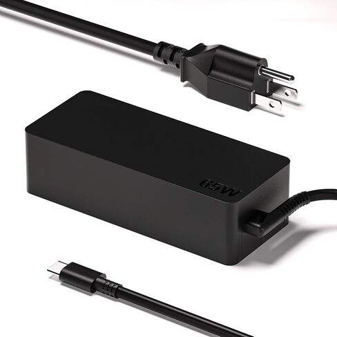 شاحن كمبيوتر محمول للشحن السريع بقدرة 65 وات USB-C - بديل مثالي لجهاز Lenovo ThinkPad T480/T480s/T490/T580، وYoga 7i، وChromebook والنماذج باستخدام محول التيار المتردد، ومصدر طاقة مدمج للمنزل والمكتب والسفر in Kuwait