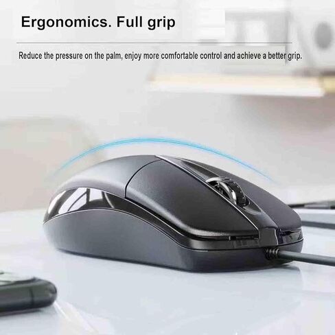 Wired USB Computer Mouse, ergonomically Designed, USB Computer Mouse for laptops and Personal Computers, Suitable for Offices and Homes (Black, Wired) in Kuwait