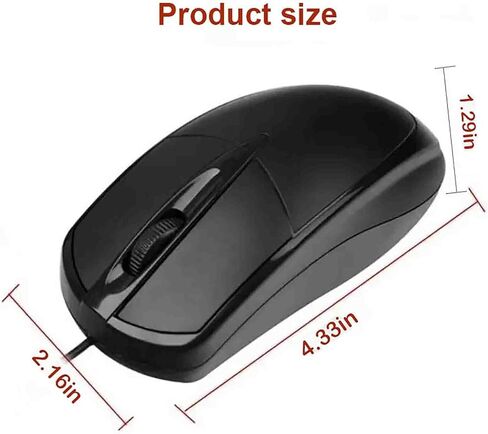 Wired USB Computer Mouse, ergonomically Designed, USB Computer Mouse for laptops and Personal Computers, Suitable for Offices and Homes (Black, Wired) in Kuwait