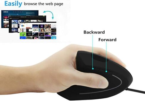 Ergonomic Mouse Left Hand,Vertical USB Wired Mouse Left-Handed Mice,3 Adjustable Resolution (800/1200/1600),USB Optical Gaming Office Mouse for PC Laptop Computer Desktop Mac Specially for Lefty in Kuwait