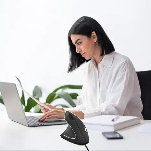Ergonomic Mouse Left Hand,Vertical USB Wired Mouse Left-Handed Mice,3 Adjustable Resolution (800/1200/1600),USB Optical Gaming Office Mouse for PC Laptop Computer Desktop Mac Specially for Lefty in Kuwait