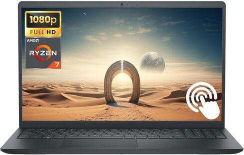 Dell Inspiron 15.6" Touchscreen Laptop Computer, 32GB RAM 1.5TB Storage (1TB SSD+512GB External), 8-Core AMD Ryzen 7 Processor, FHD 1920 x 1080 LED Display, Windows 11, SD Card Reader, Black in Kuwait