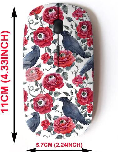 2.4G Wireless Mouse with Cute Pattern Design for All Laptops and Desktops with Nano Receiver - Watercolor Gothic Halloween red in Kuwait