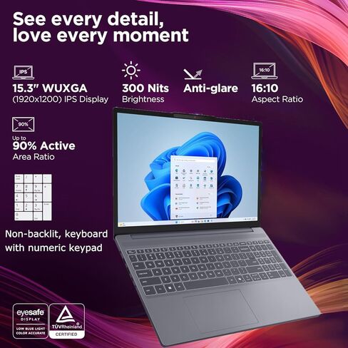 Lenovo Laptop Computer, Intel 10-Core i7-13620H (Beat Ultra 7 255U), 24GB DDR5 RAM, 1TB PCIe SSD, WiFi 6, BT 5.2, 15" FHD+, IdeaPad Slim 3 Copilot PC for Business and Home, Luna Grey, Windows 11 Pro in Kuwait