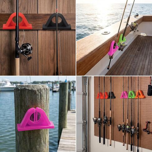 AceOrbit 10 Pcs Wall-mounted Fishing Rod Holder No Drilling Rod Organizers Silicone Colorful Pole Clip Fishing Accessories Fit Lure Rods Spinning Rods for Garage Boat Home Office in Kuwait