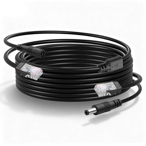 CERRXIAN 16.4FT Ethernet RJ45 وكابل DC، POE CAT5 Ethernet مع مصدر طاقة، Cat 5 RJ45 + سلك طاقة كاميرا DC 5.5x2.1 مم، لنظام مراقبة كاميرا CCTV الأمنية IP إلخ in Kuwait
