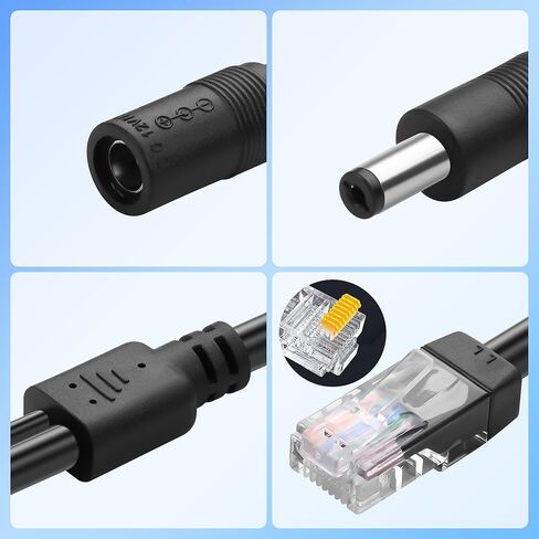 CERRXIAN 16.4FT Ethernet RJ45 وكابل DC، POE CAT5 Ethernet مع مصدر طاقة، Cat 5 RJ45 + سلك طاقة كاميرا DC 5.5x2.1 مم، لنظام مراقبة كاميرا CCTV الأمنية IP إلخ in Kuwait