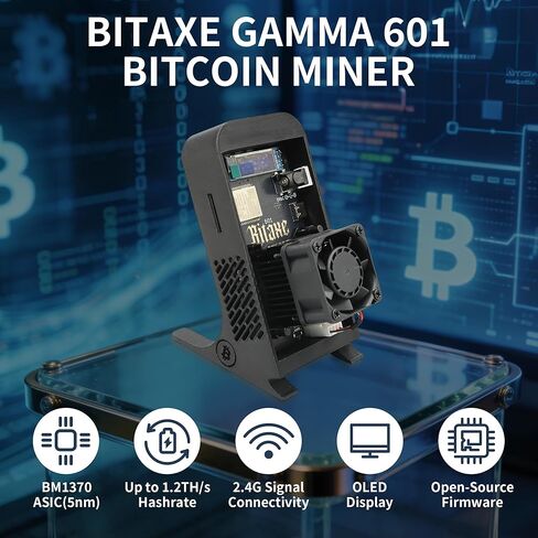 جهاز تعدين البيتكوين Bitaxe Gamma 601، BM1370 ASIC، 1.2TH/S، 18W/TH، تعدين منفرد، موفر للطاقة، مفتوح المصدر (أسود) in Kuwait