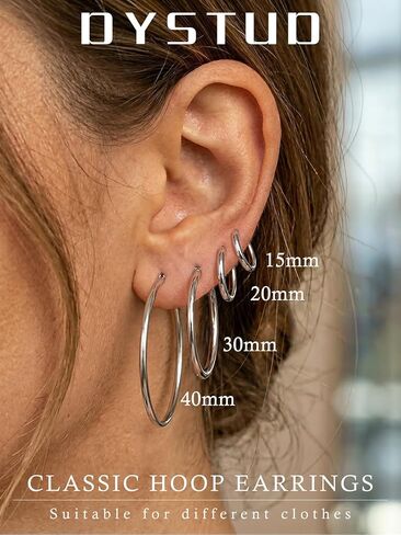 Sterling Silver Huggie Hoop Earrings | Lightweight Cartilage Earrings | Hypoallergenic Sterling Silver Small Hoop and Tiny Stud Earrings for Multiple Piercings | 14K white Gold Plated in Saudi Arabia