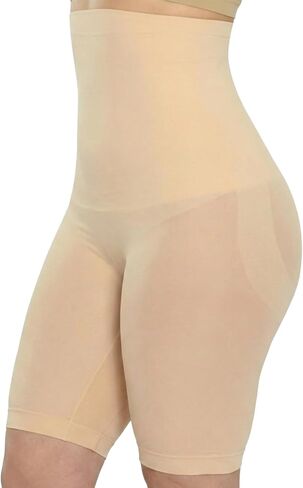 High Waisted Body Shaper Shorts Shapewear for Women Tummy Control Thigh Slimming Technology (Beige, M/L) in Saudi Arabia