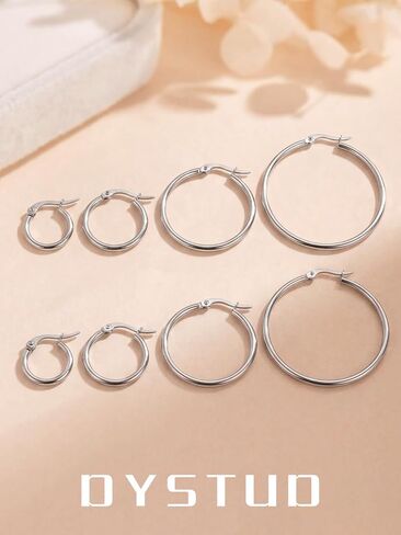 Sterling Silver Huggie Hoop Earrings | Lightweight Cartilage Earrings | Hypoallergenic Sterling Silver Small Hoop and Tiny Stud Earrings for Multiple Piercings | 14K white Gold Plated in Saudi Arabia