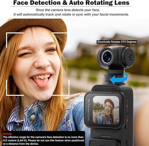 كاميرا تسجيل فيديو بدقة 5K مع شاشة تعمل باللمس، وكاميرا جيب Action Cam Wi-Fi Body POV مع عدسة إلكترونية دوارة بزاوية 270 درجة، وتتبع الوجه، وجهاز التحكم عن بعد، وميكروفون خارجي، وبطاقة 128 جيجابايت in Kuwait