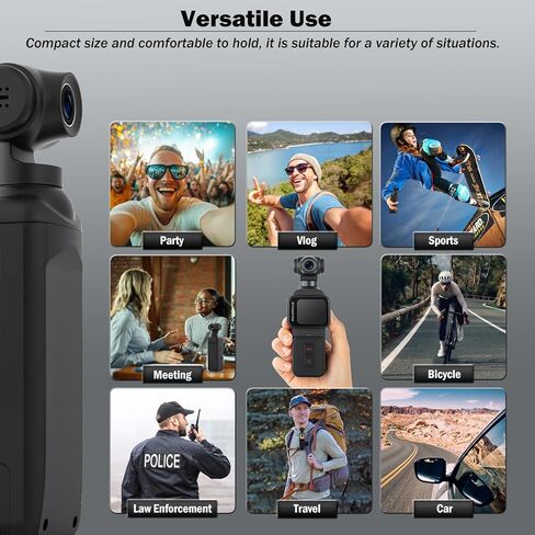 كاميرا تسجيل فيديو بدقة 5K مع شاشة تعمل باللمس، وكاميرا جيب Action Cam Wi-Fi Body POV مع عدسة إلكترونية دوارة بزاوية 270 درجة، وتتبع الوجه، وجهاز التحكم عن بعد، وميكروفون خارجي، وبطاقة 128 جيجابايت in Kuwait