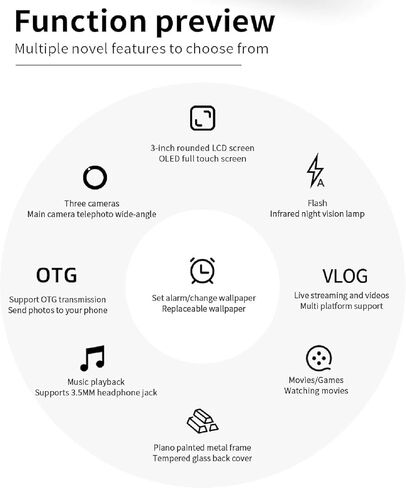 4K Digital Camera, 64MP Vlogging Camera Entertainment Digital Camera Compact Travel Video Camera, 3 Inch HD Touch Screen, 3600mAh Rechargeable Battery in Kuwait