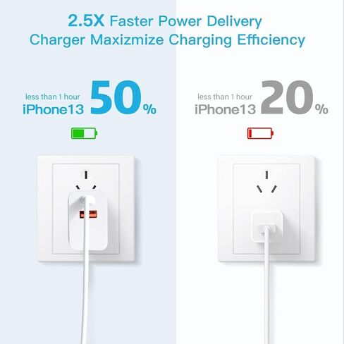 كتلة شاحن USB C، متوافقة مع Apple Watch Series 8، iPhone 16، كتلة شاحن مزدوجة المنافذ PD، محول طاقة سريع، عبوتان in Kuwait