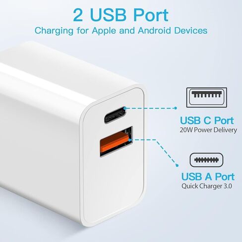 كتلة شاحن USB C، متوافقة مع Apple Watch Series 8، iPhone 16، كتلة شاحن مزدوجة المنافذ PD، محول طاقة سريع، عبوتان in Kuwait