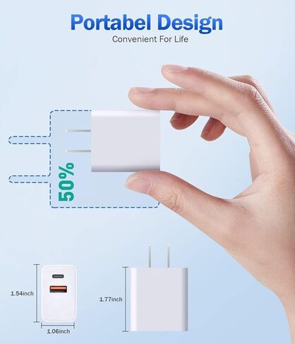كتلة شاحن USB C، متوافقة مع Apple Watch Series 8، iPhone 16، كتلة شاحن مزدوجة المنافذ PD، محول طاقة سريع، عبوتان in Kuwait