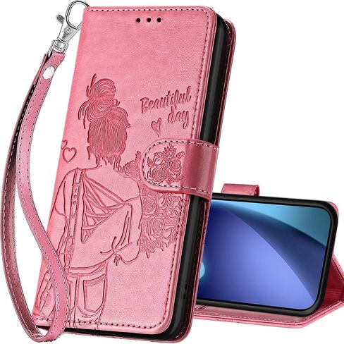 for iPhone 17 Pro Max Wallet case, Flip Folio Cover with Stand Feature for Women Men, PU Leather Phone Case Fit for iPhone 17 Pro Max 6.9 inch [Rose Gold-Butterfly] in Saudi Arabia