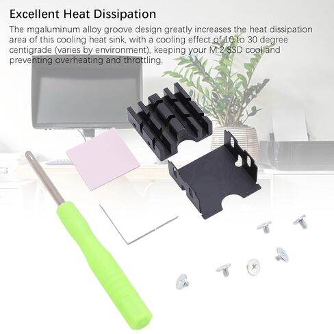 Diyeeni M.2 2230 SSD Heatsink، Mg ألومنيوم سبيكة مبرد بالوعة الحرارة مزدوج الجوانب مع وسادة سيليكون حرارية، PC M.2 PCIE NVME SSD مبرد تبريد للكمبيوتر المحمول in Kuwait