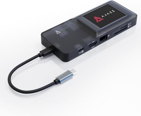 محور AJAZZ USB-C، محول متعدد المنافذ 8 في 1 لأجهزة الكمبيوتر المحمولة/Mac، نقل عالي السرعة بسرعة 5 جيجابت في الثانية مع 3 منافذ USB 3.0، منفذ خارجي، منفذ بيانات RJ45، فتحة بطاقة SD/TF، ​​التوصيل والتشغيل in Kuwait