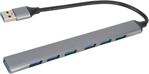 7 in 1 USB Hub Adapter | 1xUSB 3.0 (5Gbps) & 6xUSB 2.0 Ports, Aluminum Alloy Compact Design for PC Laptop (Plug & Play) in Kuwait
