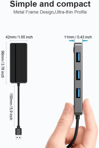 5-in-1 USB 3.0 Hub with 3 USB Ports, SD & Micro SD Card Reader, USB-A to USB-C Adapter, 5Gbps Data Transfer, Plug & Play for MacBook Pro/Air, iMac, Dell XPS, Surface Pro, Chromebook in Kuwait