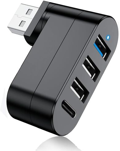 USB 3.0 Hub [90°/180° Degree Rotatable], 4-Port USB Splitter Extender with 3 USB Ports & 1 USB C Power/Data Port, USB Hub for Laptop, Car, MacBook Pro/Air/Pro in Kuwait