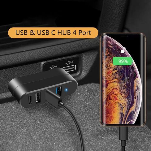USB 3.0 Hub [90°/180° Degree Rotatable], 4-Port USB Splitter Extender with 3 USB Ports & 1 USB C Power/Data Port, USB Hub for Laptop, Car, MacBook Pro/Air/Pro in Kuwait