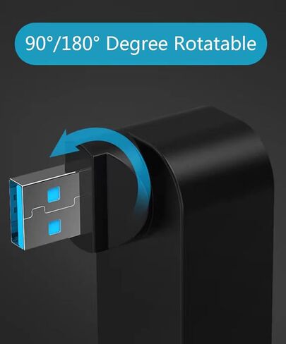 USB 3.0 Hub [90°/180° Degree Rotatable], 4-Port USB Splitter Extender with 3 USB Ports & 1 USB C Power/Data Port, USB Hub for Laptop, Car, MacBook Pro/Air/Pro in Kuwait