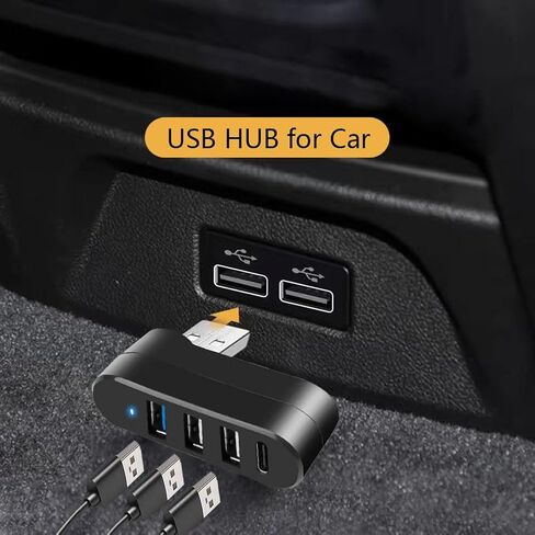 USB 3.0 Hub [90°/180° Degree Rotatable], 4-Port USB Splitter Extender with 3 USB Ports & 1 USB C Power/Data Port, USB Hub for Laptop, Car, MacBook Pro/Air/Pro in Kuwait