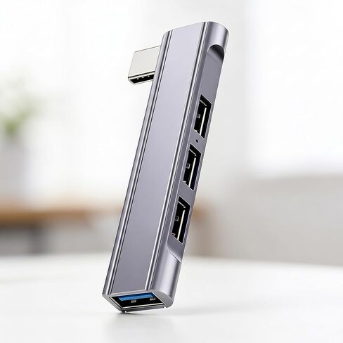 موزع 4 في 1 من النوع C، محول USB 3.0 من الألومنيوم مع 4 منافذ USB-A، فاصل متعدد المنافذ بتصميم قابس جانبي لأجهزة MacBook، والكمبيوتر المحمول، والكمبيوتر الشخصي، وسطح المكتب، والكمبيوتر اللوحي، والهاتف - رمادي فضائي in Kuwait