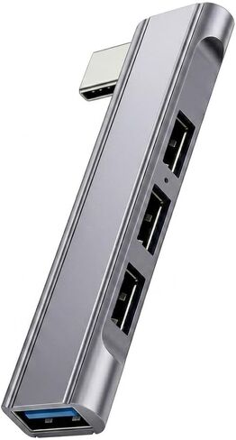 موزع 4 في 1 من النوع C، محول USB 3.0 من الألومنيوم مع 4 منافذ USB-A، فاصل متعدد المنافذ بتصميم قابس جانبي لأجهزة MacBook، والكمبيوتر المحمول، والكمبيوتر الشخصي، وسطح المكتب، والكمبيوتر اللوحي، والهاتف - رمادي فضائي in Kuwait