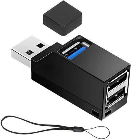 موزع USB بثلاثة منافذ مع حبل - محول نقل البيانات المحمول USB 3.0 و2.0 لأجهزة الكمبيوتر المحمولة وأجهزة الكمبيوتر المكتبية، تصميم مضغوط in Kuwait