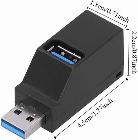 موزع USB بثلاثة منافذ مع حبل - محول نقل البيانات المحمول USB 3.0 و2.0 لأجهزة الكمبيوتر المحمولة وأجهزة الكمبيوتر المكتبية، تصميم مضغوط in Kuwait
