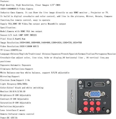 ZTBH Microscope Accessories Kit 1080P HDMI 180X Set HDMI VGA USB Digital Video Monocular Microscope Camera 180X C-Mount Soldering Phone Repair Tools Microscope Slides in Kuwait