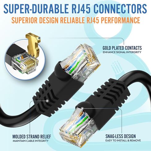 | كابل CAT6 بلينوم 1000 قدم | يو تي بي، 23AWG، 550 ميجا هرتز | معتمد من DSX-8000 | الكابل الأكثر اعتماداً في السوق بأكمله (أسود جديد) in Kuwait