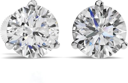 الوضوح الطبيعي I1-I2 3 Prong Martini 0.2 cttw إلى 2 cttw 14K الذهب الحقيقي الماس ترصيع الأقراط مع المسمار الخلفي الآمن للنساء والرجال in Kuwait