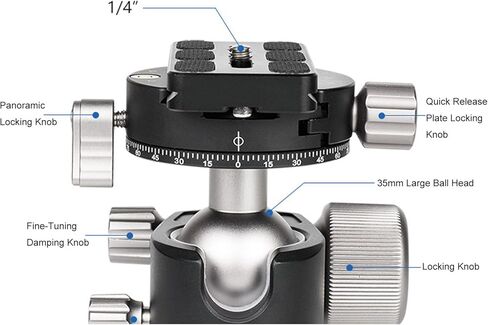Akozon كاميرا منخفضة المستوى ترايبود الكرة رئيس 40 مم المعادن بانوراما الكرة رئيس المهنية Monopod المنزلق DSLR كاميرا معدات التصوير الفوتوغرافي in Kuwait