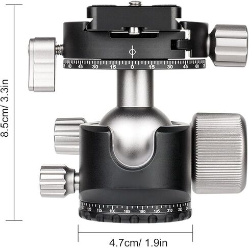 GOWENIC Tripod Ball Head, Dual 360 Panoramic System, Precision Control, 68mm Quick Release Plate, with Large Ball Head, for Tripod Monopod in Kuwait
