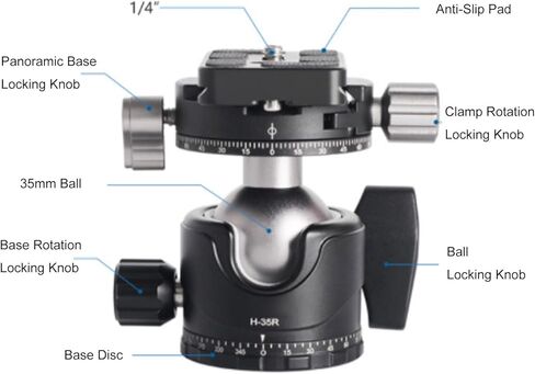 Akozon Camera Tripod Ball Head Panoramic Lightweight 360 Degree Rotation for Architectural Photography Monopod in Kuwait