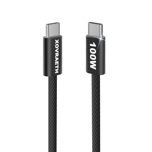 USB C to USB C Cable 3ft 100W PD 5A Fast Charging Cord Aluminum Connector & Nylon Braided Type C Charger Cord for iPhone 17/16/15 MacBook Air/Pro iPad Pro Samsung S25/S24/S23 Pixel 10(Black) in Kuwait