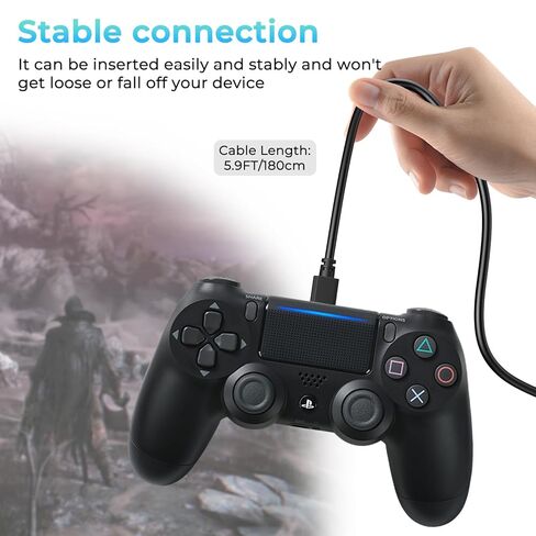 2 Pack PS4 Controller Charger, 5.9ft Replacement Micro USB Charging Cable for PS4 Slim/Pro, Xbox One S/X Controller in Kuwait