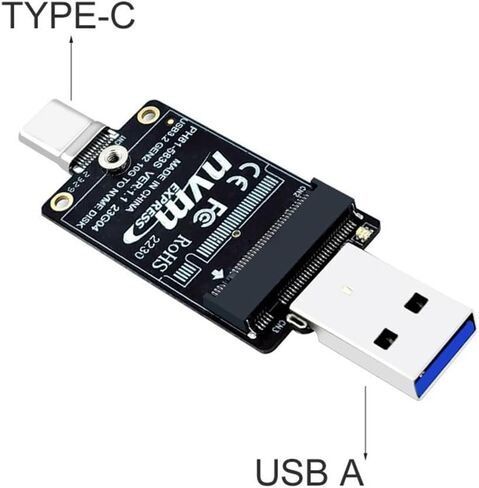 M.2 to USBA Type-C HDD Case Adapter Board NVME HDD Enclosure Interposer Board JMS583 10Gbps Support 2230 Size SSD in Kuwait