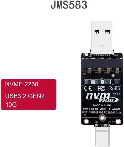 M.2 to USBA Type-C HDD Case Adapter Board NVME HDD Enclosure Interposer Board JMS583 10Gbps Support 2230 Size SSD in Kuwait