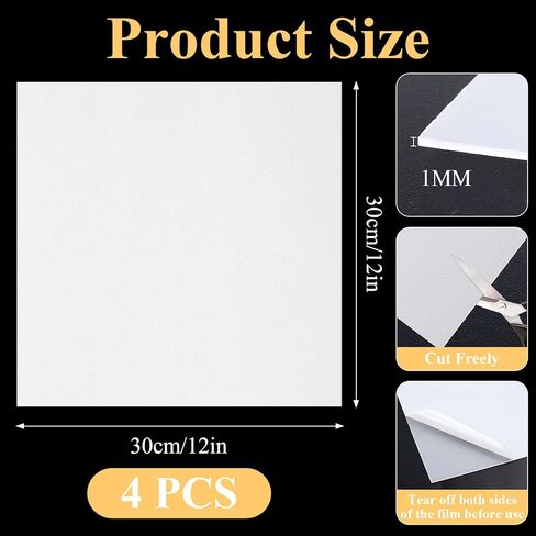 4 Pack LED Light Diffuser Sheet Board,11.8 x 11.8 x 0.039in Thick Light Diffusion Film Filter Sheet, Soften Light LED Dimming Film Anti-Glare for LED Lights Track Light Spotligh in Kuwait