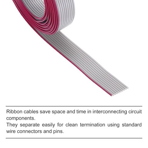 Generic 26AWG IDC سلك كابل الشريط المسطح 2 متر/6.6ft طول 1.27 مللي متر الملعب 10 دبوس رمادي لتوصيل JTAG/ISP in Kuwait