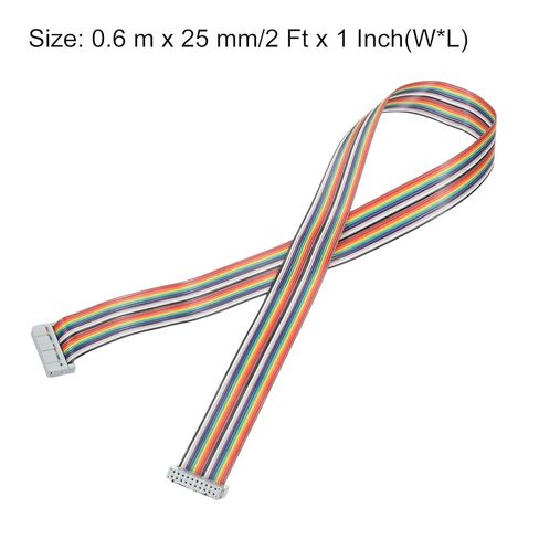 Generic IDC Rainbow Wire Flat Ribbon Cable 2.54mm Pitch 20 Pin Connection Line FC Dual Female Gray Connector for DIY Experiment 2 Ft Length 1 Pcs in Kuwait