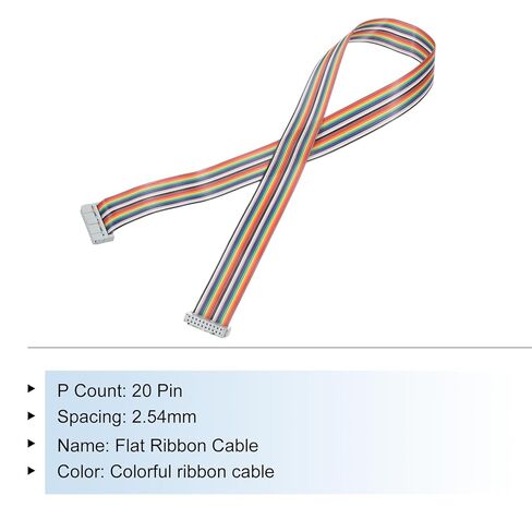 Generic IDC Rainbow Wire Flat Ribbon Cable 2.54mm Pitch 20 Pin Connection Line FC Dual Female Gray Connector for DIY Experiment 2 Ft Length 1 Pcs in Kuwait