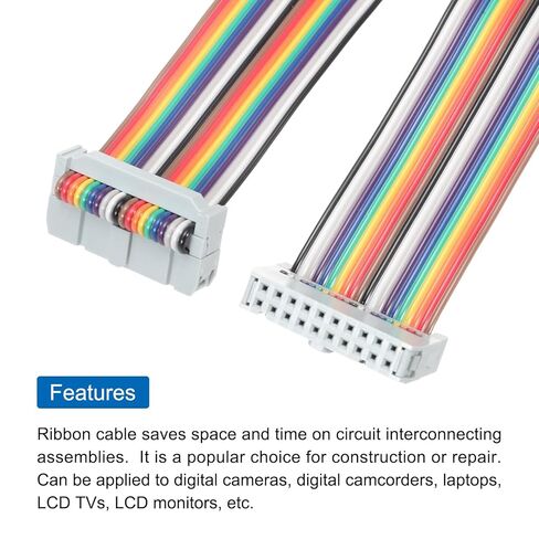 Generic IDC Rainbow Wire Flat Ribbon Cable 2.54mm Pitch 20 Pin Connection Line FC Dual Female Gray Connector for DIY Experiment 2 Ft Length 1 Pcs in Kuwait